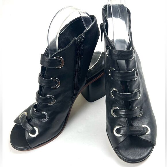 Gianni Black Leather Women's Heeled Sandals - Picture 1 of 9